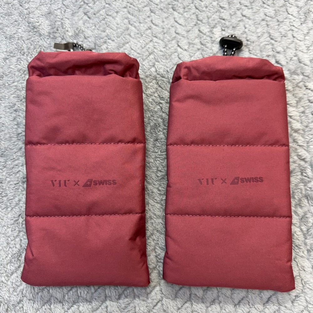 VIU x K-Swiss Puffer Eyewear Pouch Set Unisex OS Burgundy Quilted Padded 2 Cases